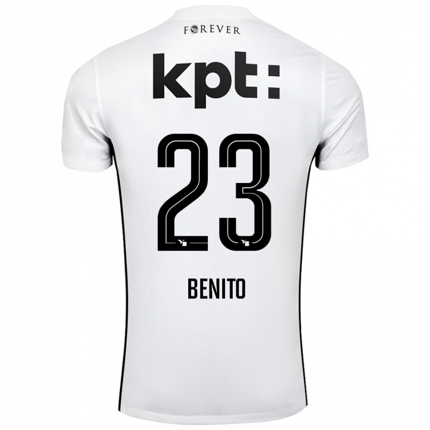 Niño Camiseta Loris Benito #23 Blanco Negro 2ª Equipación 2024/25 La Camisa