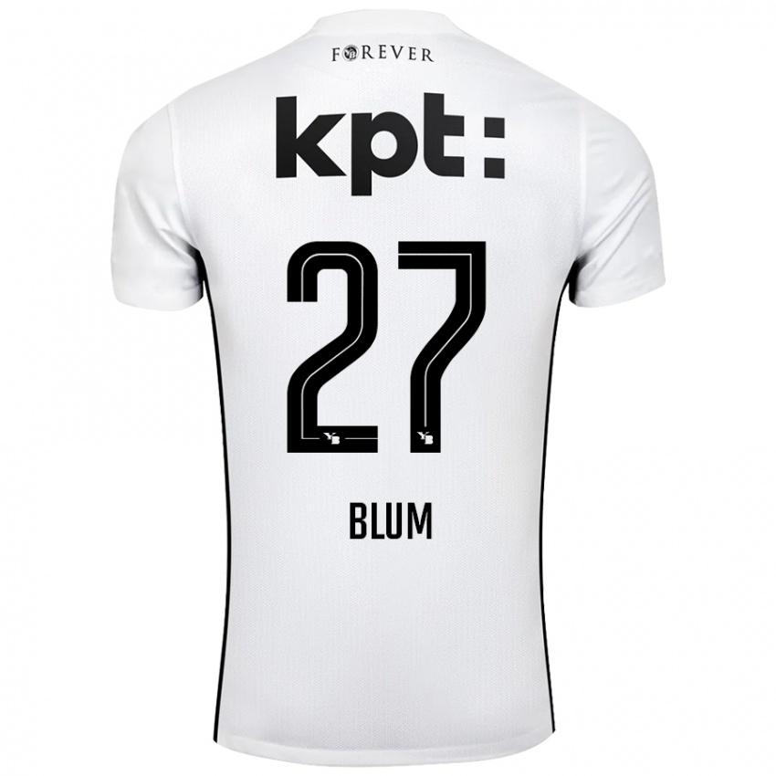 Niño Camiseta Lewin Blum #27 Blanco Negro 2ª Equipación 2024/25 La Camisa