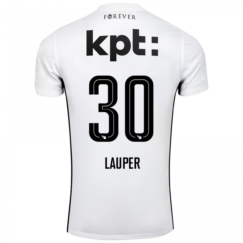 Niño Camiseta Sandro Lauper #30 Blanco Negro 2ª Equipación 2024/25 La Camisa