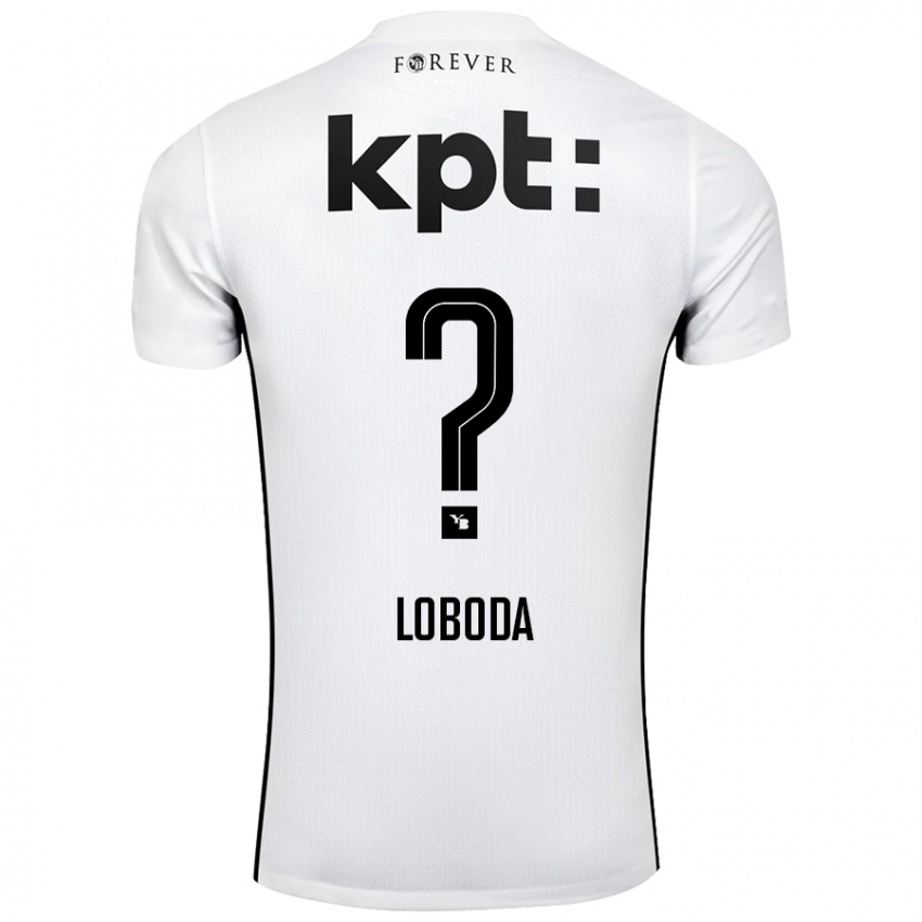 Niño Camiseta Vincent Loboda #0 Blanco Negro 2ª Equipación 2024/25 La Camisa