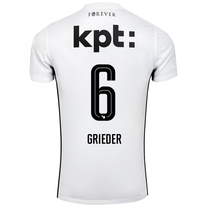 Niño Camiseta Lionel Grieder #6 Blanco Negro 2ª Equipación 2024/25 La Camisa