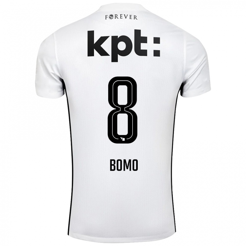 Niño Camiseta Jacques Bomo #8 Blanco Negro 2ª Equipación 2024/25 La Camisa