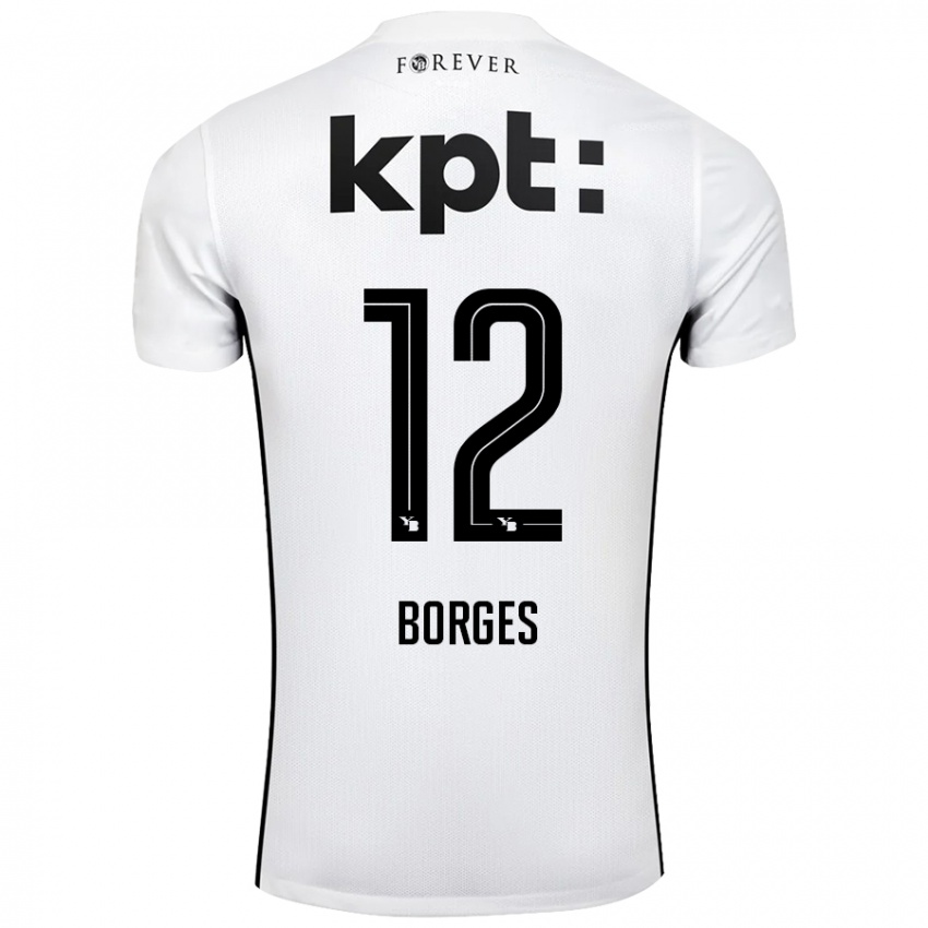 Niño Camiseta David Borges #12 Blanco Negro 2ª Equipación 2024/25 La Camisa