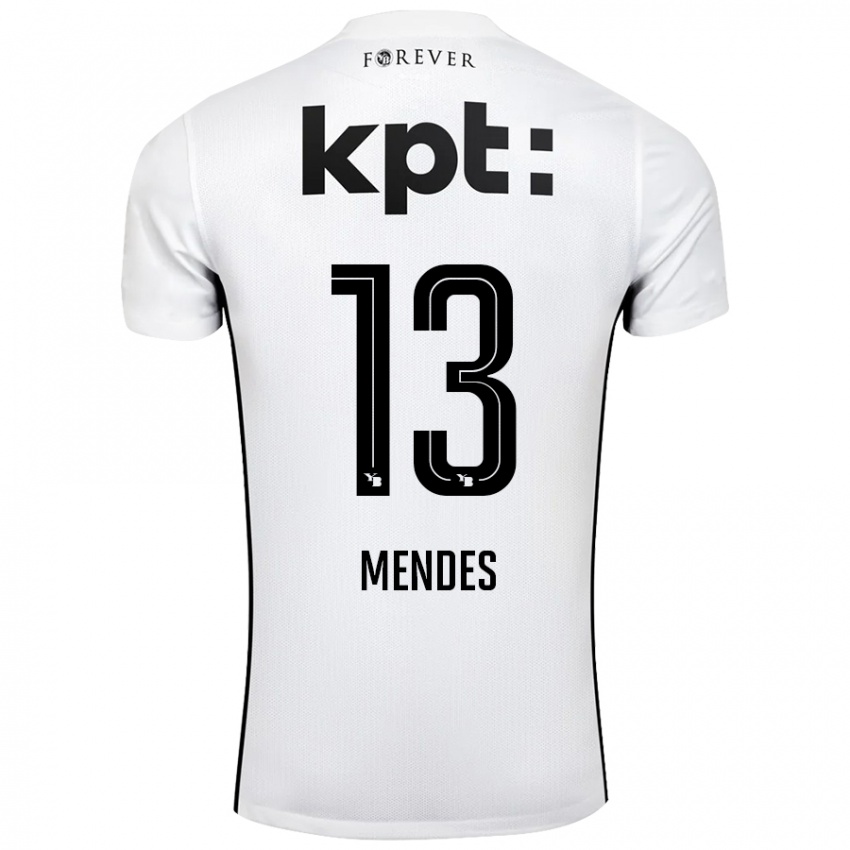 Niño Camiseta Daniel Mendes #13 Blanco Negro 2ª Equipación 2024/25 La Camisa