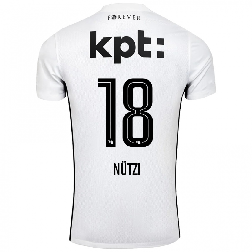 Niño Camiseta Timon Nützi #18 Blanco Negro 2ª Equipación 2024/25 La Camisa