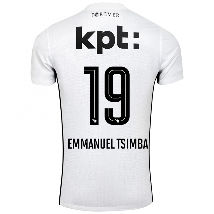 Niño Camiseta Felix Emmanuel Tsimba #19 Blanco Negro 2ª Equipación 2024/25 La Camisa