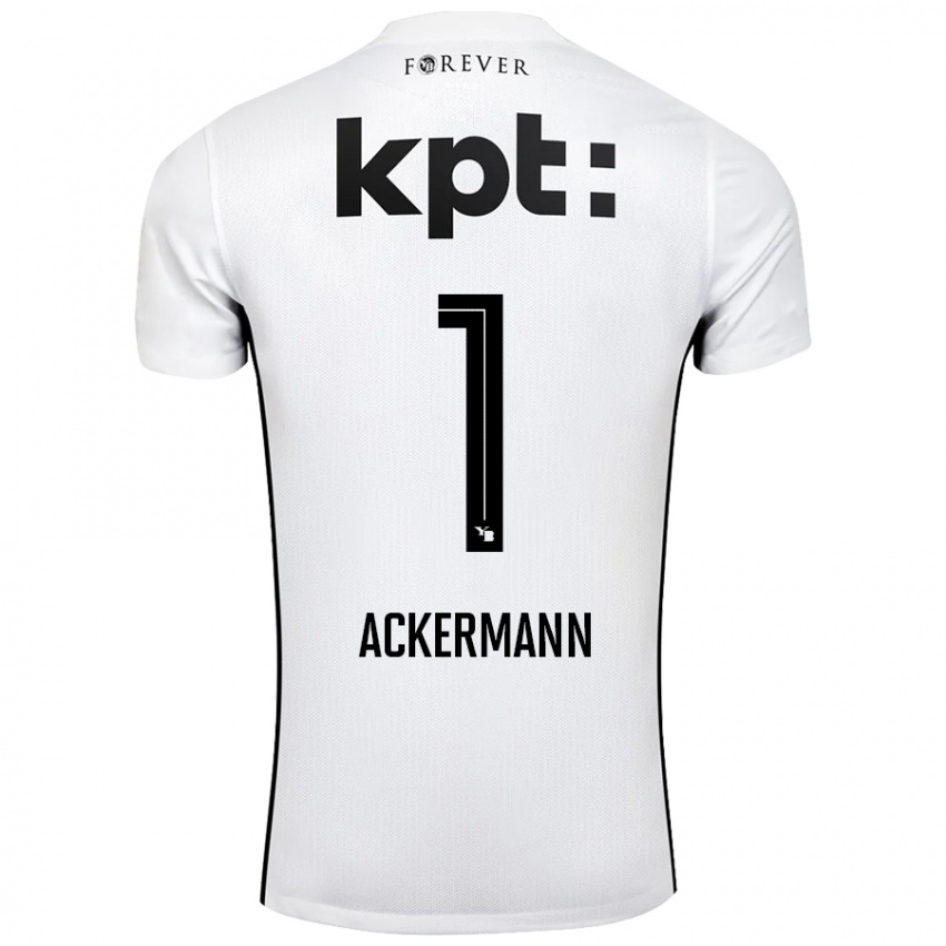 Niño Camiseta Jara Ackermann #1 Blanco Negro 2ª Equipación 2024/25 La Camisa