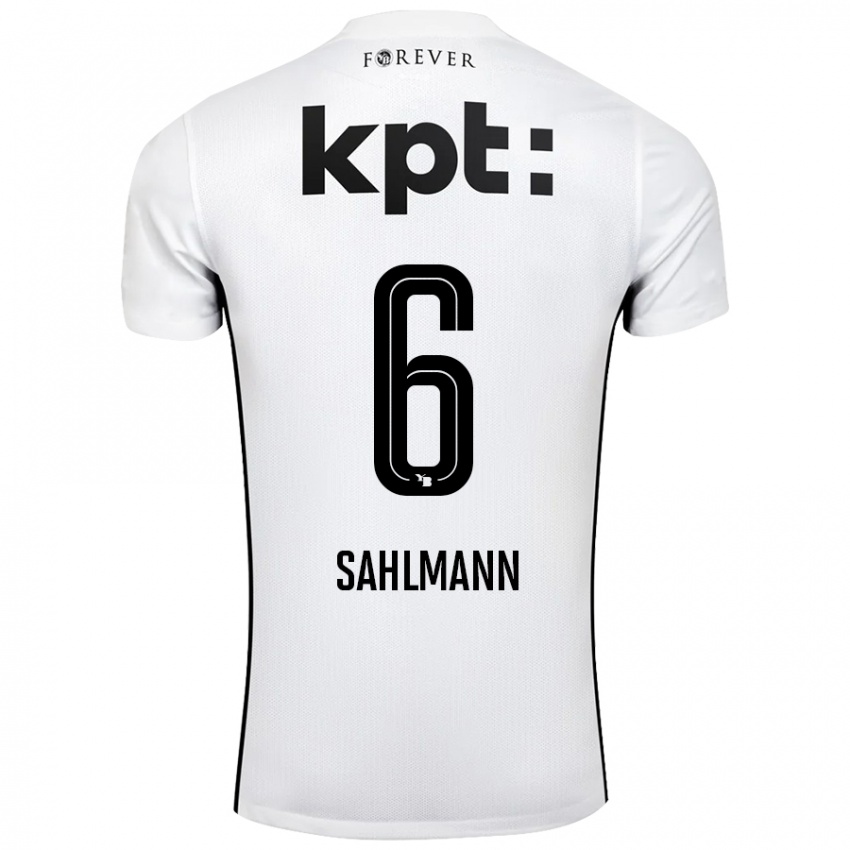 Niño Camiseta Henrike Sahlmann #6 Blanco Negro 2ª Equipación 2024/25 La Camisa