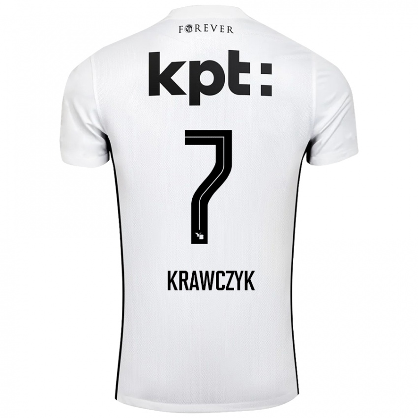 Niño Camiseta Caroline Krawczyk #7 Blanco Negro 2ª Equipación 2024/25 La Camisa