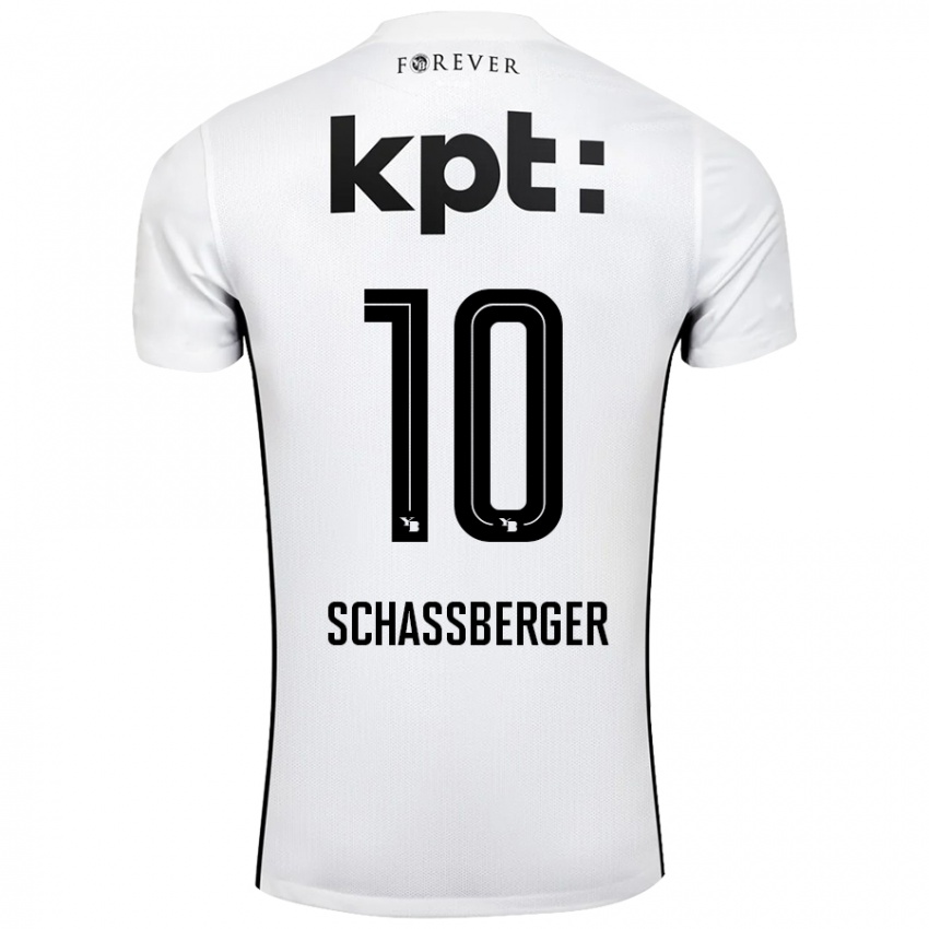 Niño Camiseta Julia Schassberger #10 Blanco Negro 2ª Equipación 2024/25 La Camisa