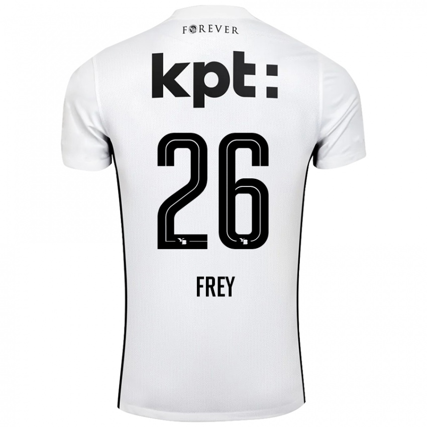 Niño Camiseta Laura Frey #26 Blanco Negro 2ª Equipación 2024/25 La Camisa