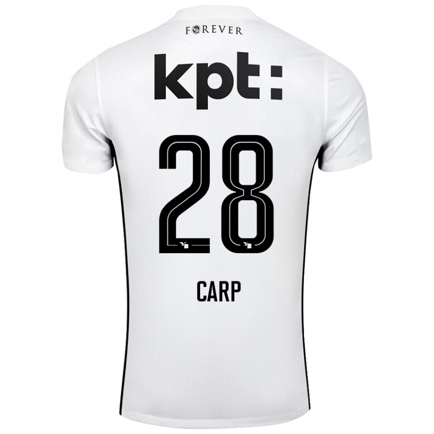 Niño Camiseta Cristina Carp #28 Blanco Negro 2ª Equipación 2024/25 La Camisa