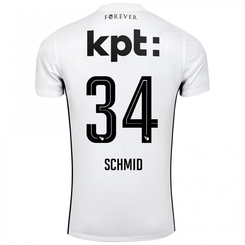 Niño Camiseta Céline Schmid #34 Blanco Negro 2ª Equipación 2024/25 La Camisa