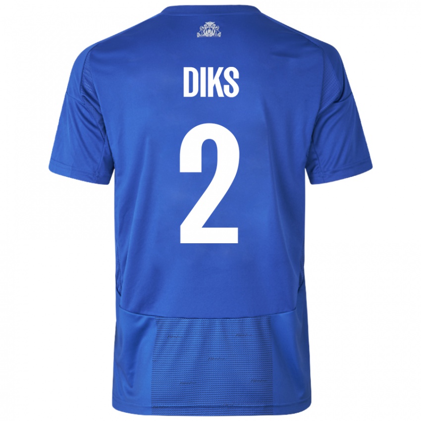 Niño Camiseta Kevin Diks #2 Blanco Azul 2ª Equipación 2024/25 La Camisa