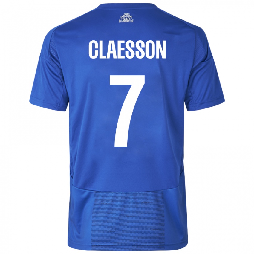 Niño Camiseta Viktor Claesson #7 Blanco Azul 2ª Equipación 2024/25 La Camisa