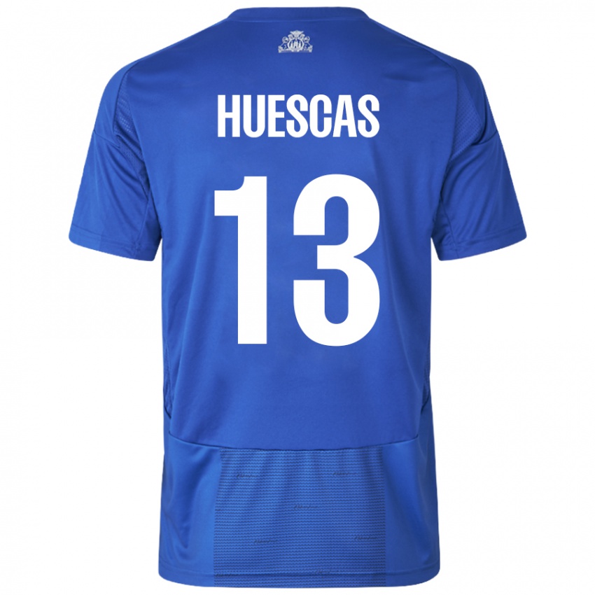 Niño Camiseta Rodrigo Huescas #13 Blanco Azul 2ª Equipación 2024/25 La Camisa