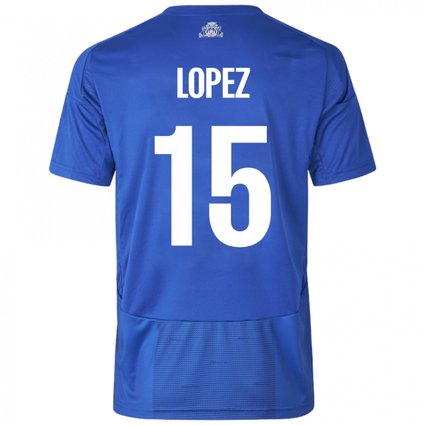 Niño Camiseta Marcos López #15 Blanco Azul 2ª Equipación 2024/25 La Camisa