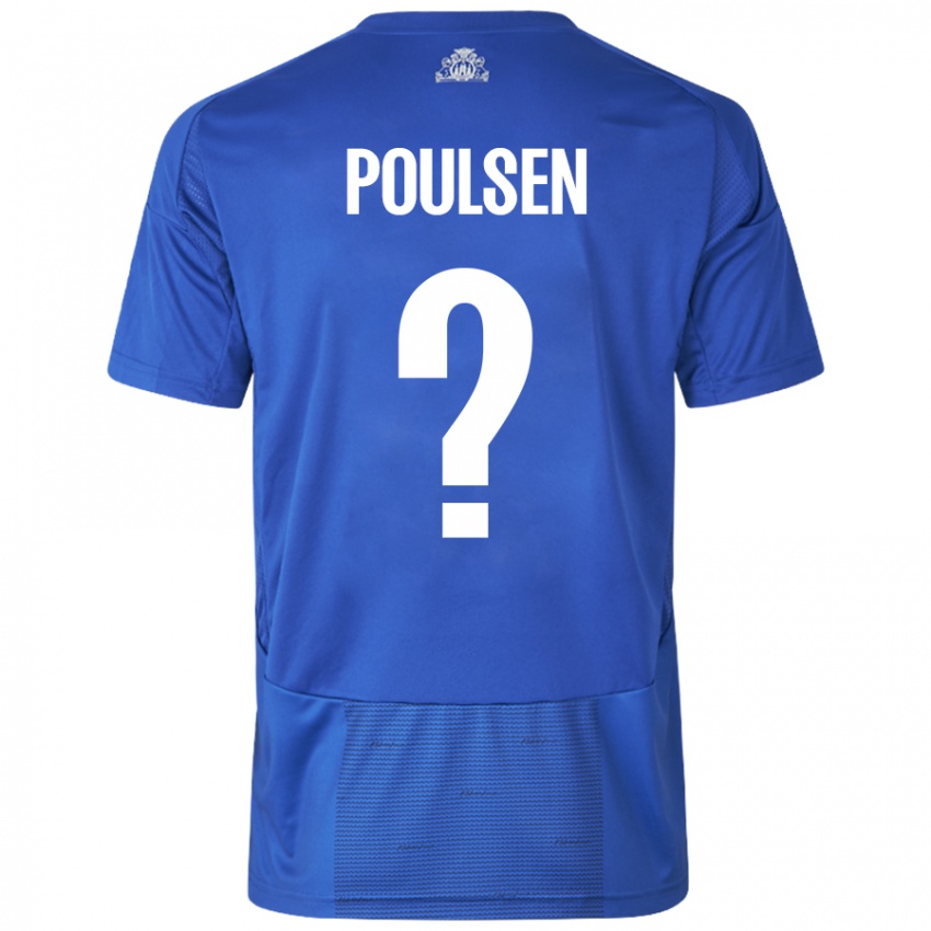 Niño Camiseta Xander Poulsen #0 Blanco Azul 2ª Equipación 2024/25 La Camisa