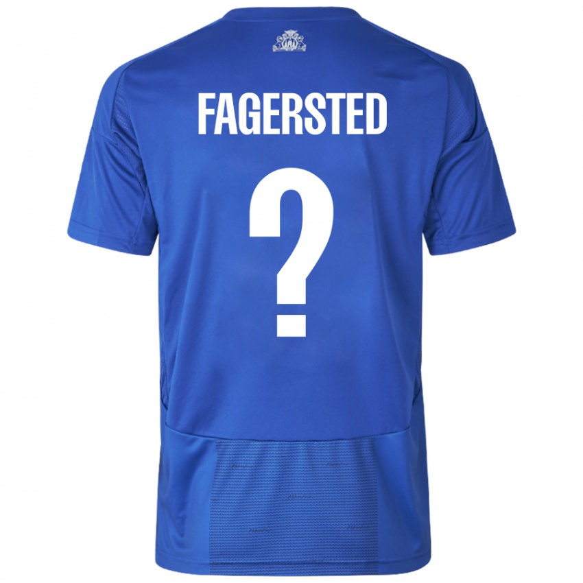 Niño Camiseta Johan Fagersted #0 Blanco Azul 2ª Equipación 2024/25 La Camisa