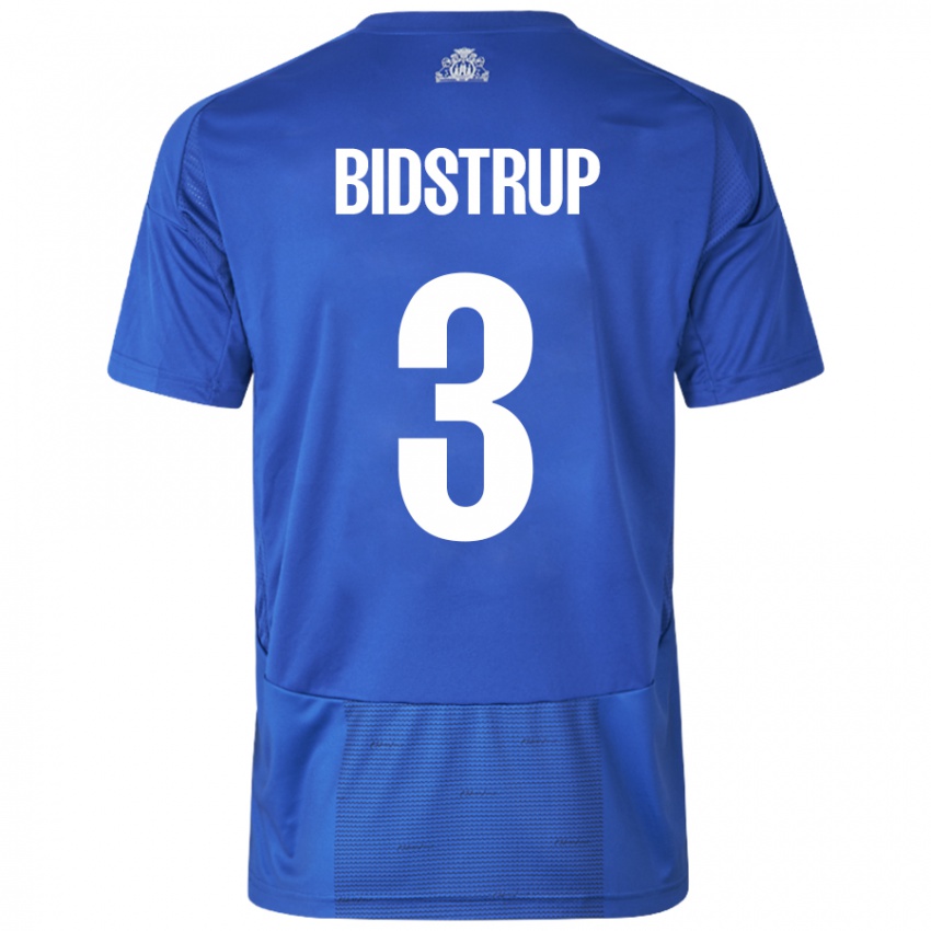 Niño Camiseta Hjalte Bidstrup #3 Blanco Azul 2ª Equipación 2024/25 La Camisa