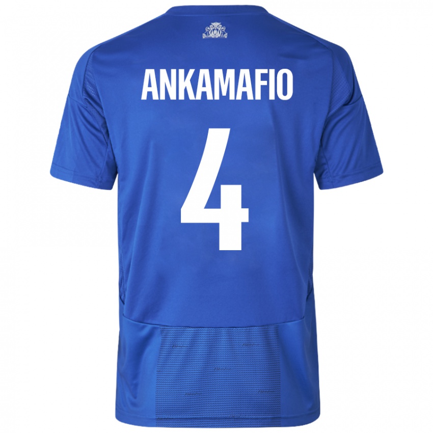 Niño Camiseta Graham Ankamafio #4 Blanco Azul 2ª Equipación 2024/25 La Camisa