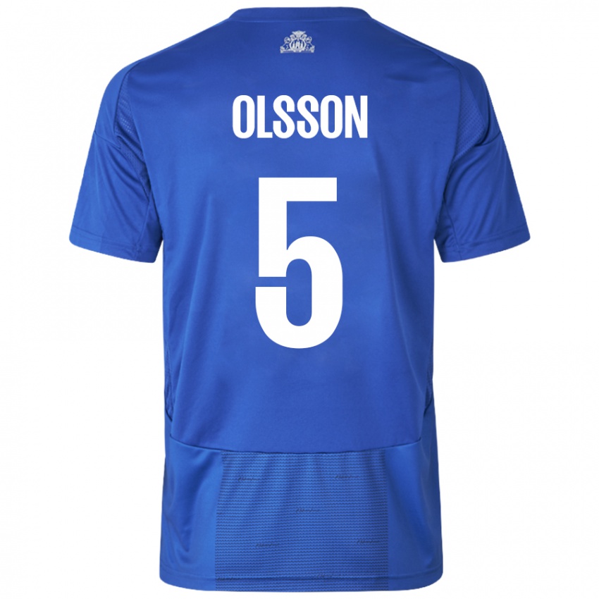 Niño Camiseta Cornelius Olsson #5 Blanco Azul 2ª Equipación 2024/25 La Camisa