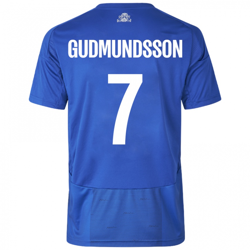 Niño Camiseta Galdur Gudmundsson #7 Blanco Azul 2ª Equipación 2024/25 La Camisa