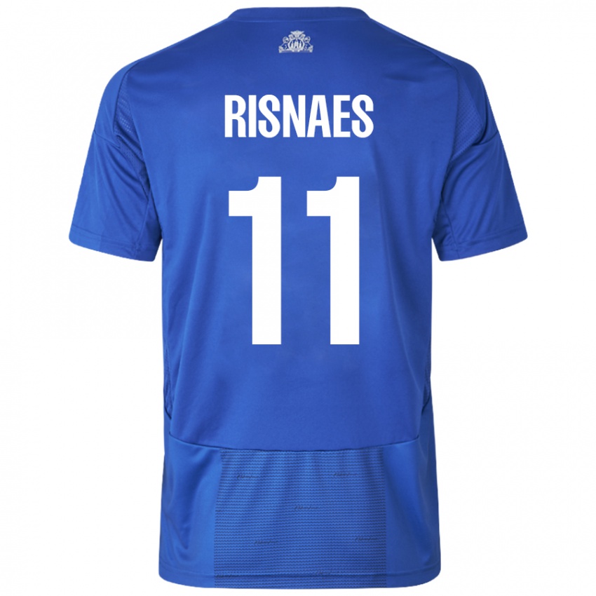 Niño Camiseta Roberto Risnaes #11 Blanco Azul 2ª Equipación 2024/25 La Camisa