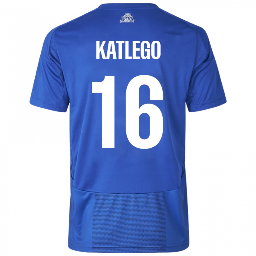 Niño Camiseta David Katlego #16 Blanco Azul 2ª Equipación 2024/25 La Camisa