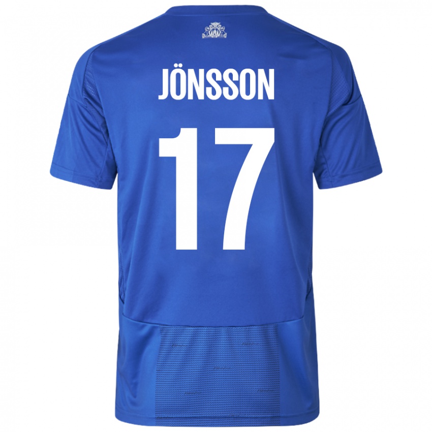 Niño Camiseta Neo Jönsson #17 Blanco Azul 2ª Equipación 2024/25 La Camisa