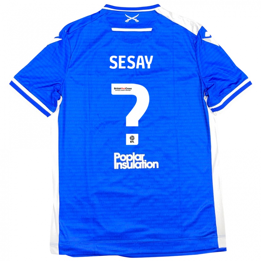 Hombre Camiseta Malik Sesay #0 Azul Blanco 1ª Equipación 2024/25 La Camisa