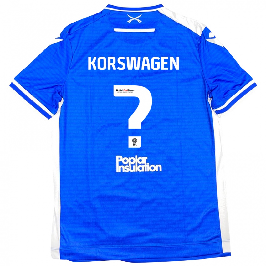 Hombre Camiseta Mattijis Korswagen #0 Azul Blanco 1ª Equipación 2024/25 La Camisa