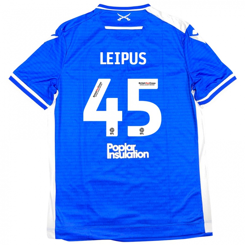 Hombre Camiseta Brooklyn Leipus #45 Azul Blanco 1ª Equipación 2024/25 La Camisa