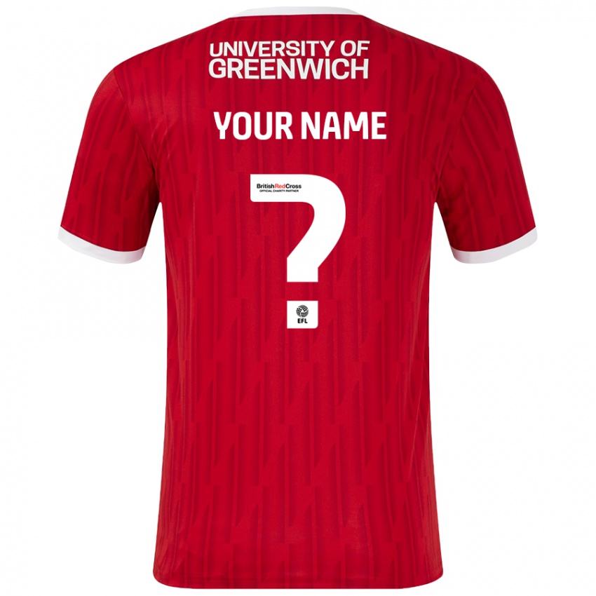 Hombre Camiseta Su Nombre #0 Rojo Blanco 1ª Equipación 2024/25 La Camisa