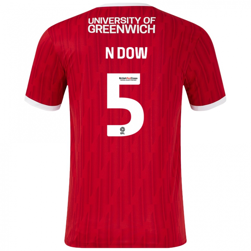 Hombre Camiseta Elisha N'dow #5 Rojo Blanco 1ª Equipación 2024/25 La Camisa