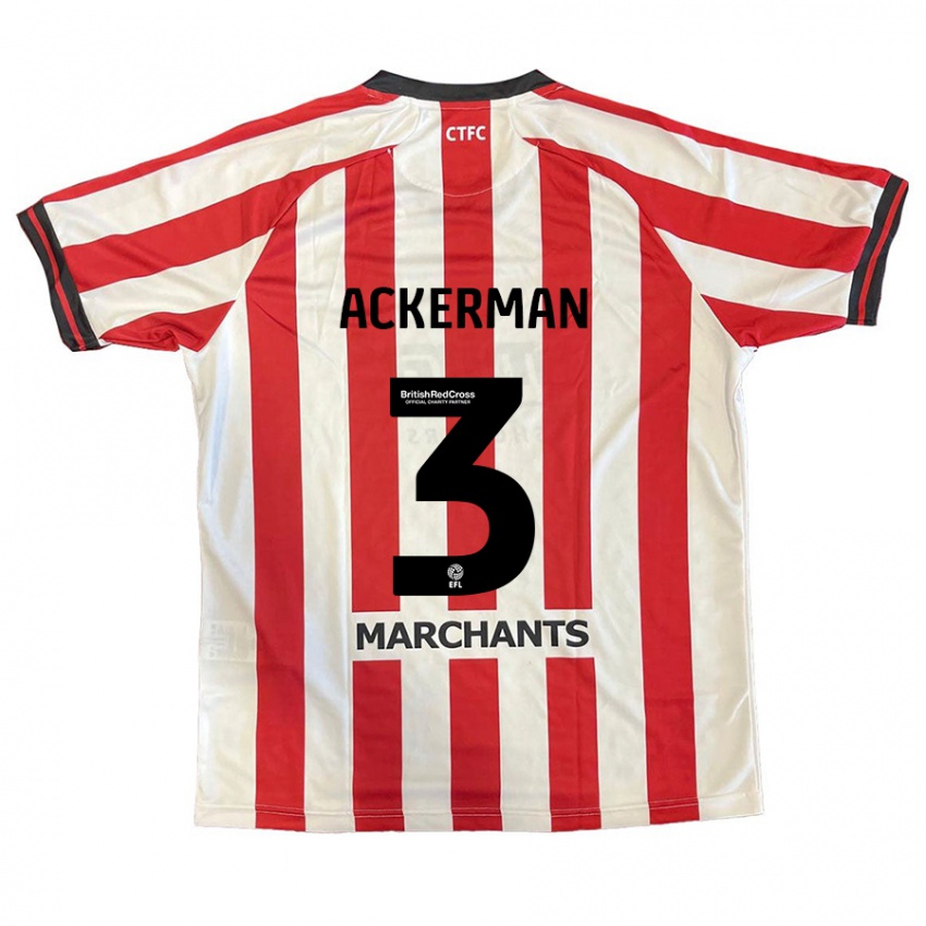 Hombre Camiseta Daisy Ackerman #3 Rojo Blanco 1ª Equipación 2024/25 La Camisa