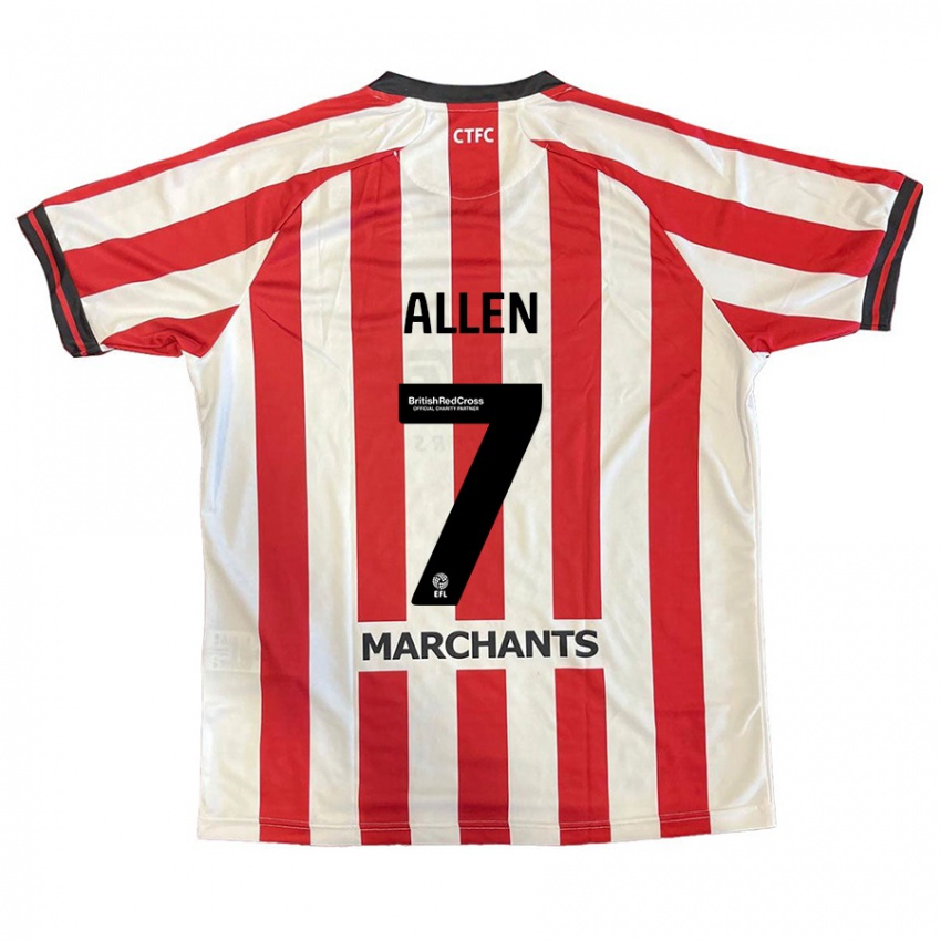 Hombre Camiseta Emily Allen #7 Rojo Blanco 1ª Equipación 2024/25 La Camisa