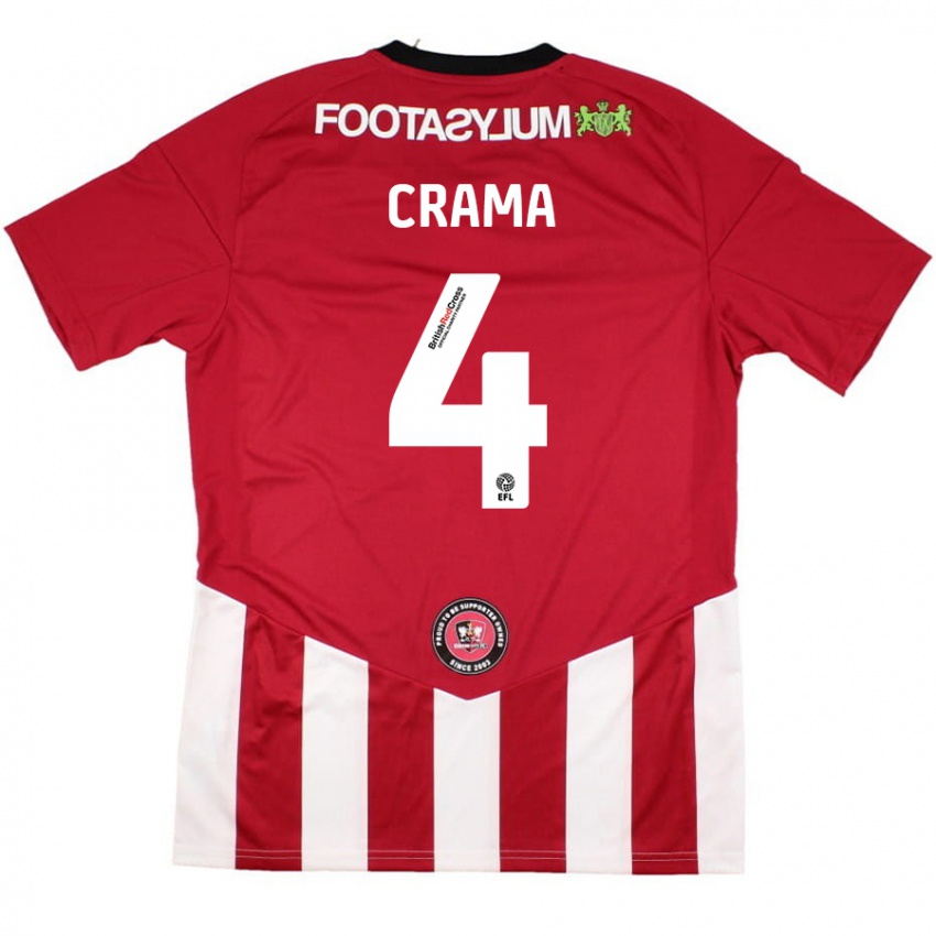 Hombre Camiseta Tristan Crama #4 Rojo Blanco 1ª Equipación 2024/25 La Camisa