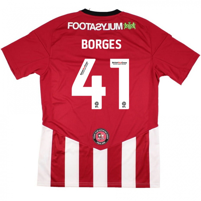 Hombre Camiseta Pedro Borges #41 Rojo Blanco 1ª Equipación 2024/25 La Camisa