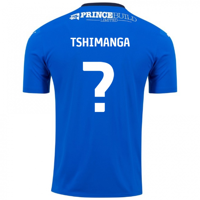 Hombre Camiseta Kabongo Tshimanga #0 Azul Blanco 1ª Equipación 2024/25 La Camisa