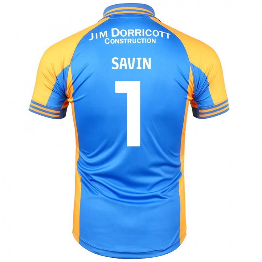 Hombre Camiseta Toby Savin #1 Azul Ámbar 1ª Equipación 2024/25 La Camisa