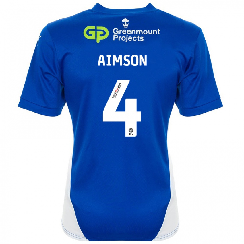 Hombre Camiseta Will Aimson #4 Azul Blanco 1ª Equipación 2024/25 La Camisa