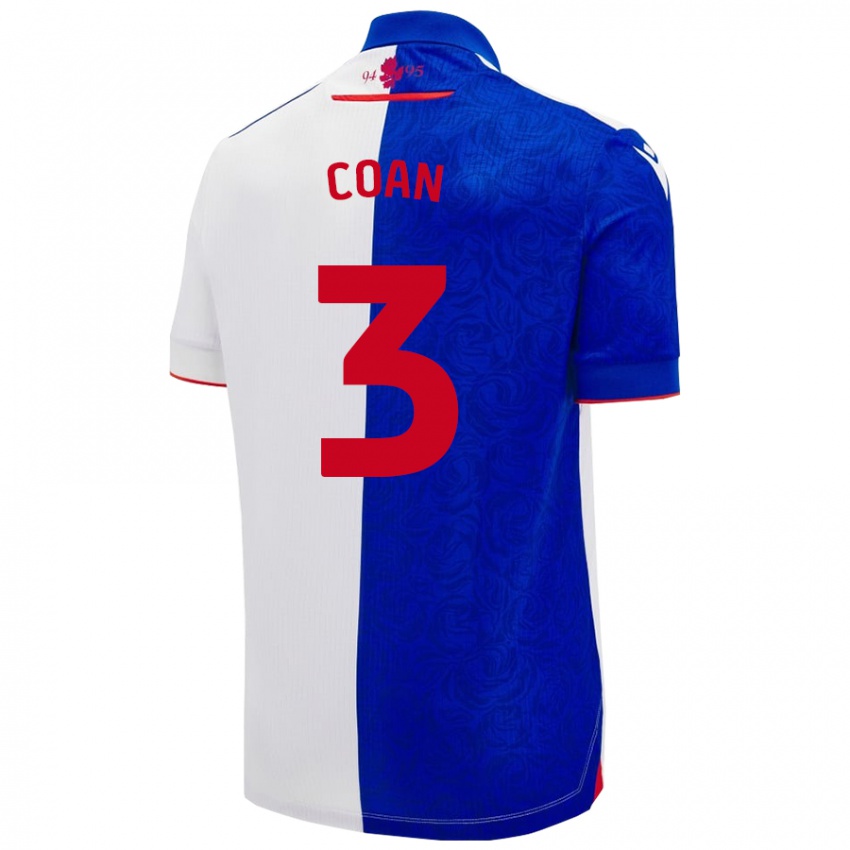 Hombre Camiseta Hannah Coan #3 Azul Cielo Blanco 1ª Equipación 2024/25 La Camisa