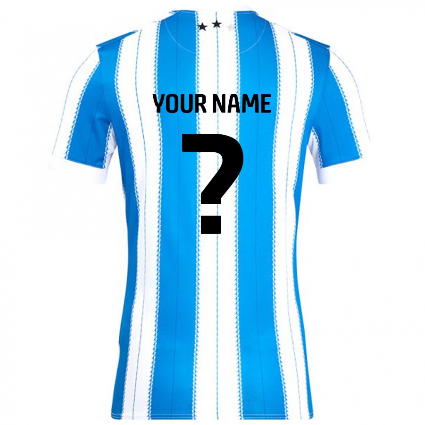 Hombre Camiseta Su Nombre #0 Azul Blanco 1ª Equipación 2024/25 La Camisa