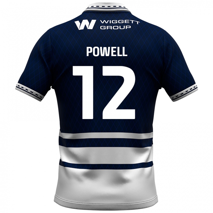 Hombre Camiseta Beth Powell #12 Azul Marino Blanco 1ª Equipación 2024/25 La Camisa