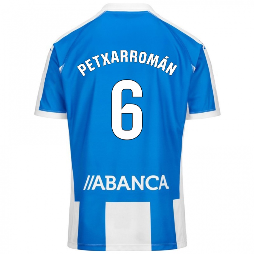 Hombre Camiseta Álex Petxa #6 Azul Blanco 1ª Equipación 2024/25 La Camisa