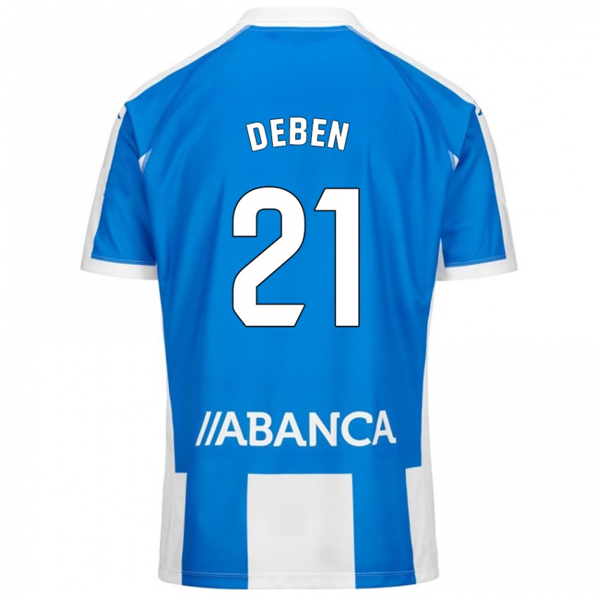 Hombre Camiseta Sara Debén #21 Azul Blanco 1ª Equipación 2024/25 La Camisa