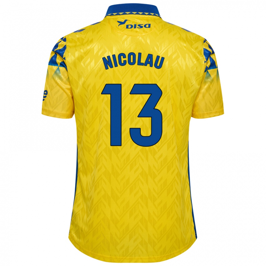 Hombre Camiseta Nacho Nicolau #13 Amarillo Azul 1ª Equipación 2024/25 La Camisa