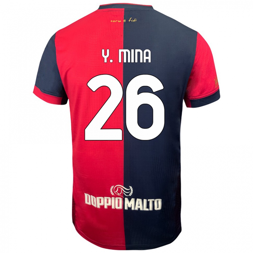 Hombre Camiseta Yerry Mina #26 Rojo Azul Más Oscuro 1ª Equipación 2024/25 La Camisa