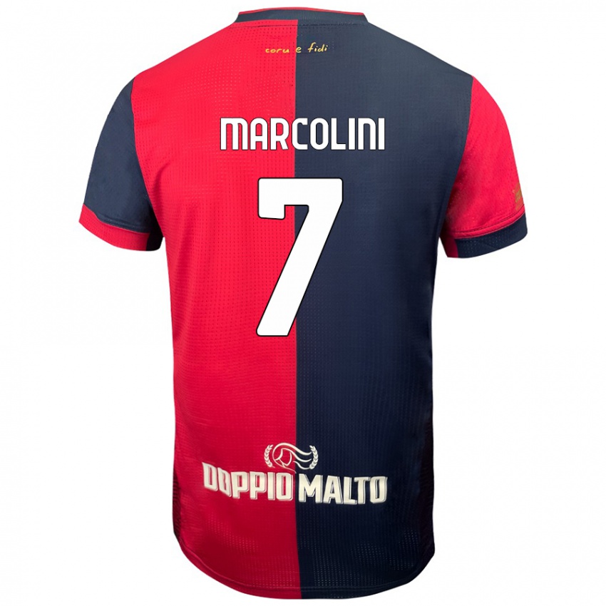 Hombre Camiseta Diego Marcolini #7 Rojo Azul Más Oscuro 1ª Equipación 2024/25 La Camisa